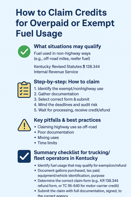 How to claim credits for overpaid or exempt fuel usage ( off-road miles, reefer fuel)