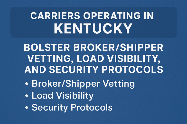 Carriers operating in Kentucky need to bolster broker shipper vetting, load visibility, and security protocols