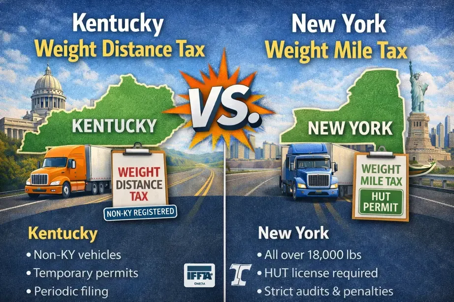 Kentucky Weight Distance Tax vs New York Weight Mile Tax