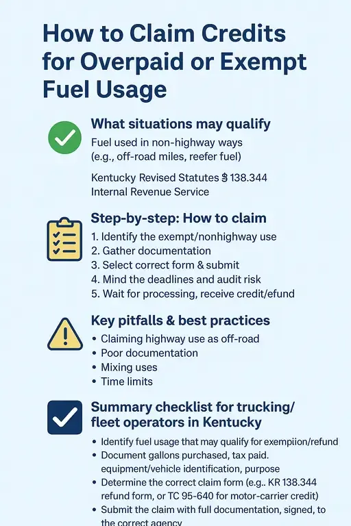 How to claim credits for overpaid or exempt fuel usage ( off-road miles, reefer fuel)
