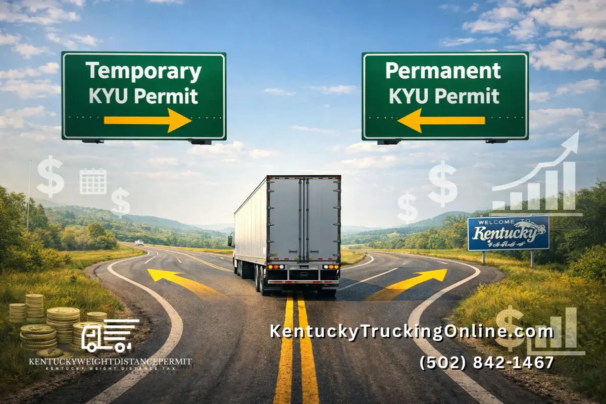 Semi-truck at KYU permit fork road