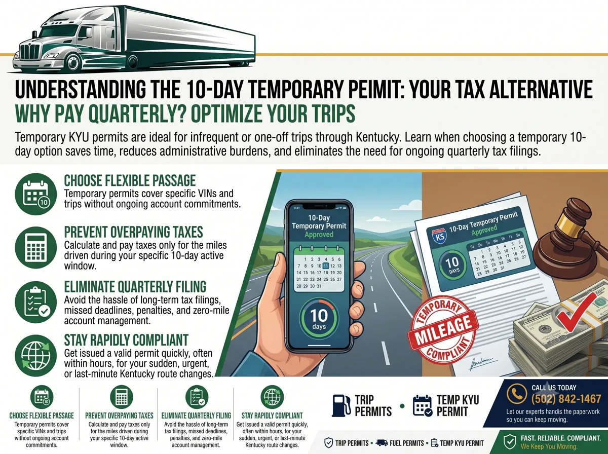 Kentucky commercial truck temporary KYU mileage permit compliance.