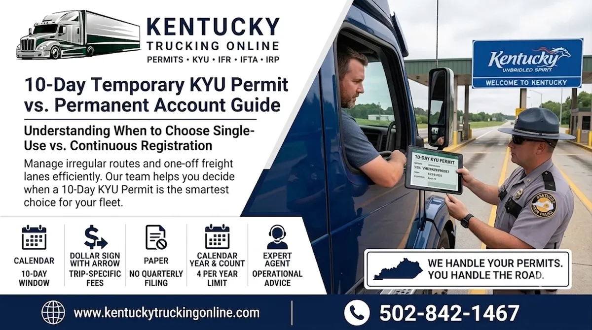 Commercial semi-truck at a Kentucky highway weigh station