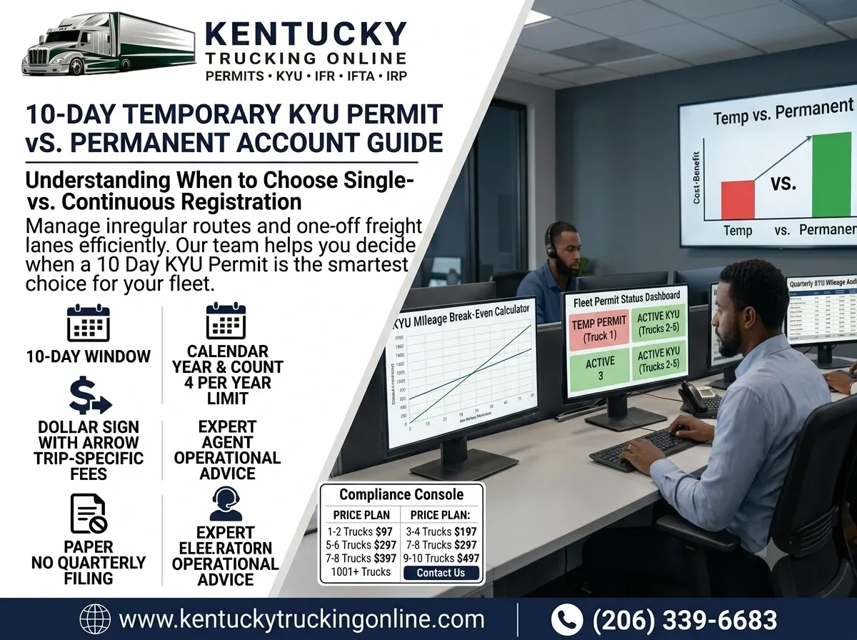 Commercial truck driver calculating Kentucky KYU tax permit costs