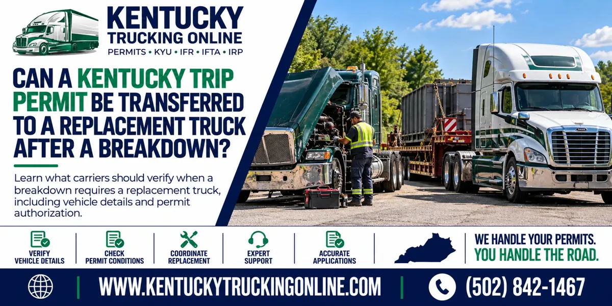 Kentucky Trip Permit replacement truck