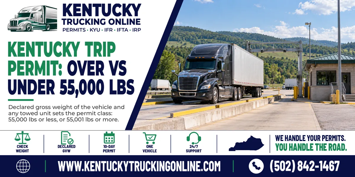 Semi truck stopped on a weigh station scale in Kentucky