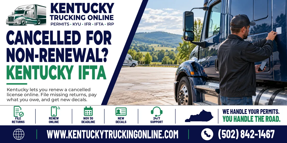 Kentucky IFTA license renewal after cancellation for non-renewal